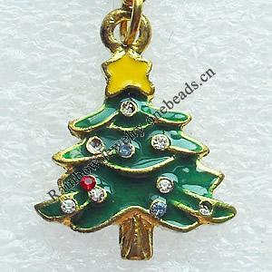 Zinc Alloy Enamel Charm/Pendant with Crystal, Nickel-free & Lead-free, A Grade Tree 21x17mm, Sold by PC  