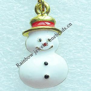 Zinc Alloy Enamel Pendant, Nickel-free & Lead-free, A Grade Snowman 23x13mm, Sold by PC  
