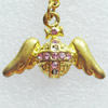 Zinc Alloy Charm/Pendant with Crystal, Nickel-free & Lead-free, A Grade Wing 17x26mm, Sold by PC  