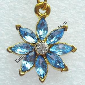 Zinc Alloy Charm/Pendant with Crystal, Nickel-free & Lead-free, A Grade Flower 22x19mm, Sold by PC  