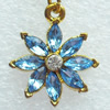 Zinc Alloy Charm/Pendant with Crystal, Nickel-free & Lead-free, A Grade Flower 22x19mm, Sold by PC  