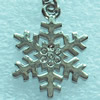 Zinc Alloy Charm/Pendant with Crystal, Nickel-free & Lead-free, A Grade Snowflake 23x18mm, Sold by PC  