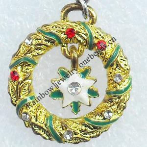 Zinc Alloy Enamel Charm/Pendant with Crystal, Nickel-free & Lead-free, A Grade 25mm, Sold by PC  
