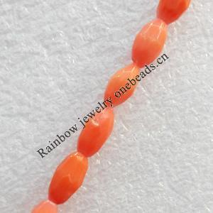Corals Beads, Faceted Bicone, 5x8mm, Hole:Approx 1mm, Sold per 16-inch Strand