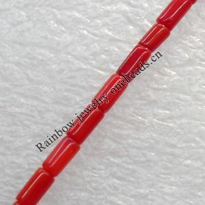 Corals Beads, Tube, 3x7mm, Hole:Approx 1mm, Sold per 16-inch Strand