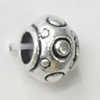 Bead Zinc Alloy Jewelry Findings Lead-free, 6x8mm Hole:4mm, Sold by Bag