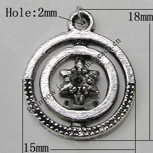 Pendant Zinc Alloy Jewelry Findings Lead-free, 18x15mm Hole:2mm, Sold by Bag