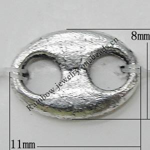 Connectors Zinc Alloy Jewelry Findings Lead-free, Flat Oval 11x8mm Hole:4mm, Sold by Bag