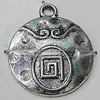 Pendant Zinc Alloy Jewelry Findings Lead-free, Flat Round 22x26mm Hole:3mm, Sold by Bag