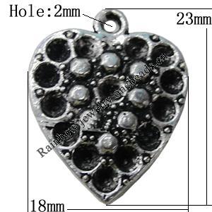 Pendant Setting Zinc Alloy Jewelry Findings Lead-free, Heart 18x23mm Hole:2mm, Sold by Bag