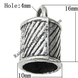 Zinc Alloy Cord End Caps Lead-free, 10x16mm Hole:4mm, Sold by Bag