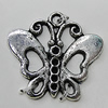 Pendant Zinc Alloy Jewelry Findings Lead-free, Butterfly 24x27mm Hole:2mm, Sold by Bag