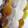 Agate Beads, Flat Oval, Mix colour, 21x31mm, Hole:Approx 1mm, Sold per 16-inch Strand