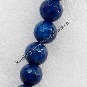 Agate Beads, Faceted Round, 14mm, Hole:Approx 1mm, Sold per 16-inch Strand