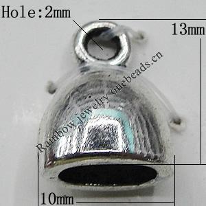 Zinc Alloy Cord End Caps Lead-free, 10x13mm Hole:7x4mm, Sold by Bag