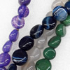 Agate Beads, Flat Round, Mix colour, 14mm, Hole:Approx 1mm, Sold per 16-inch Strand