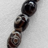 Tibetan Agate Dzi Beads, Oval, 13x18mm, Hole:Approx 1mm, Sold per 15.7-inch Strand