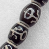 Tibetan Agate Dzi Beads, Drum, 12x15mm, Hole:Approx 1mm, Sold per 15.7-inch Strand