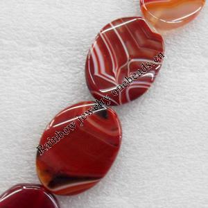 Agate Beads, Twist Flat Oval, 32x40mm, Hole:Approx 1mm, Sold per 15.7-inch Strand