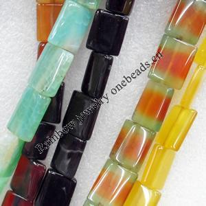 Agate Beads, Mix colour, Rectangle, 14x18mm, Hole:Approx 1mm, Sold per 15.7-inch Strand