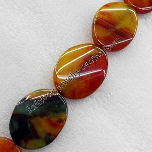 Agate Beads, Flat Oval, 30x28mm, Hole:Approx 1mm, Sold per 15.7-inch Strand