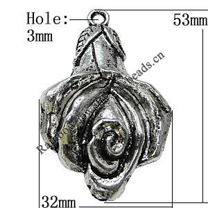 Pendant Zinc Alloy Jewelry Findings Lead-free, 53x32mm Hole:3mm, Sold by Bag