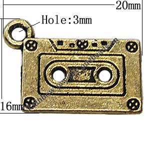 Pendant Zinc Alloy Jewelry Findings Lead-free, Rectangle 20x16mm Hole:3mm, Sold by Bag