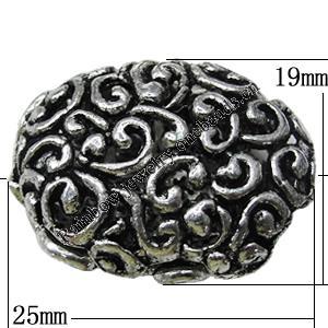 Bead Zinc Alloy Jewelry Findings Lead-free, 25x19mm Hole:1mm, Sold by Bag