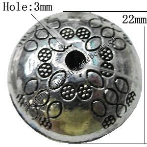 Bead Zinc Alloy Jewelry Findings Lead-free, Rondelle 22x18mm Hole:3mm, Sold by Bag