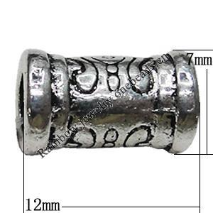 Bead Zinc Alloy Jewelry Findings Lead-free, Bone 12x7mm Hole:4mm, Sold by Bag