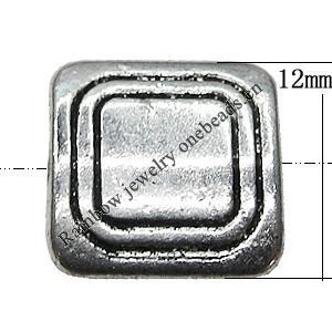 Bead Zinc Alloy Jewelry Findings Lead-free, Square 12mm Hole:1mm, Sold by Bag