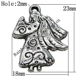 Pendant Zinc Alloy Jewelry Findings Lead-free, 18x23mm Hole:2mm, Sold by Bag