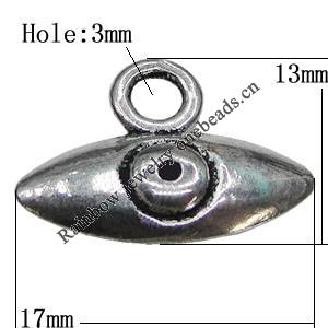Pendant Zinc Alloy Jewelry Findings Lead-free, Horse Eye 17x13mm Hole:3mm, Sold by Bag