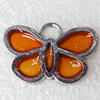 Zinc Alloy Enamel Pendant, Butterfly, 24x16mm, Hole:2mm, Sold by PC 