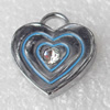 Zinc Alloy Enamel Pendant, Heart, 16x15mm, Hole:3mm, Sold by PC 