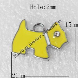 Zinc Alloy Enamel Pendant, 21x15mm, Hole:2mm, Sold by PC 