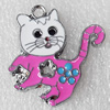 Zinc Alloy Enamel Pendant, Cat, 27x28mm, Hole:2mm, Sold by PC 