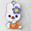 Zinc Alloy Enamel Pendant, Rabbit, 15x25mm, Hole:2mm, Sold by PC 