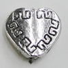 Beads Zinc Alloy Jewelry Findings Lead-free, Heart 11x10mm Hole:1mm, Sold by Bag