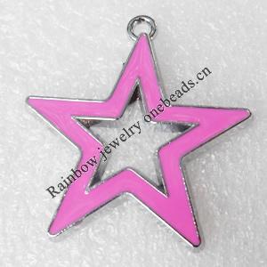 Zinc Alloy Enamel Pendant, Star, 33x37mm, Hole:2mm, Sold by PC 