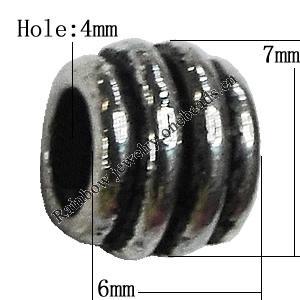 European Style Beads Zinc Alloy Jewelry Findings Lead-free, 6x7mm Hole:4mm, Sold by Bag