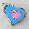 Zinc Alloy Enamel Pendant, Heart, 19x16mm, Hole:2mm, Sold by PC 