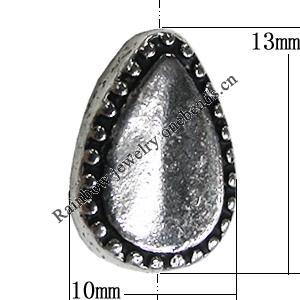 Beads Zinc Alloy Jewelry Findings Lead-free, Teardrop 10x13mm Hole:2mm, Sold by Bag