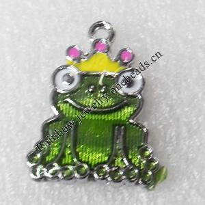 Zinc Alloy Enamel Pendant, Frog, 18x23mm, Hole:2mm, Sold by PC 