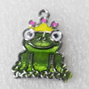 Zinc Alloy Enamel Pendant, Frog, 18x23mm, Hole:2mm, Sold by PC 