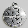 Pendant Zinc Alloy Jewelry Findings Lead-free, Flat Round 15x18mm Hole:1.5mm, Sold by Bag