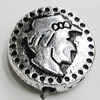 Beads Zinc Alloy Jewelry Findings Lead-free, Flat Round 12mm Hole:1mm, Sold by Bag
