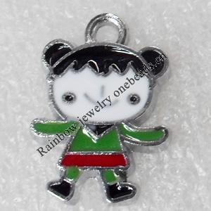 Zinc Alloy Enamel Pendant, Girl, 15x22mm, Hole:2mm, Sold by PC 