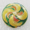 Cloisonne Beads, Flat Round 19mm Hole:1.5mm, Sold by PC