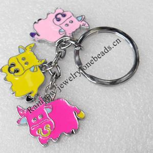 Zinc Alloy keyring Jewelry Key Chains, OX, Pendant width:30mm, Length Approx:8.5cm, Sold by PC